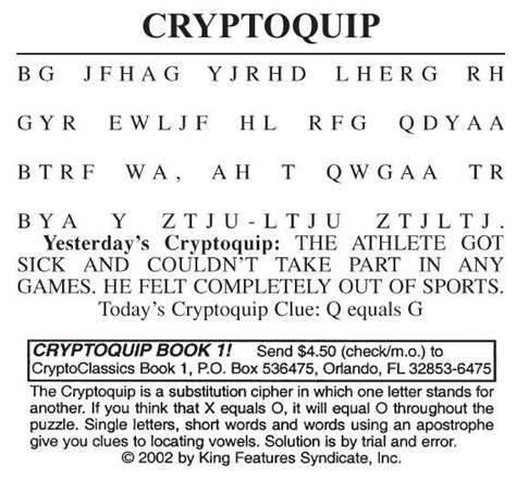 Daily Cryptoquip Puzzle 1