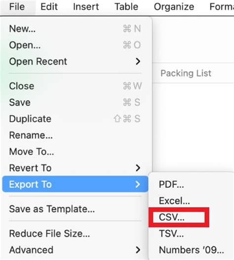 CSV file on Mac