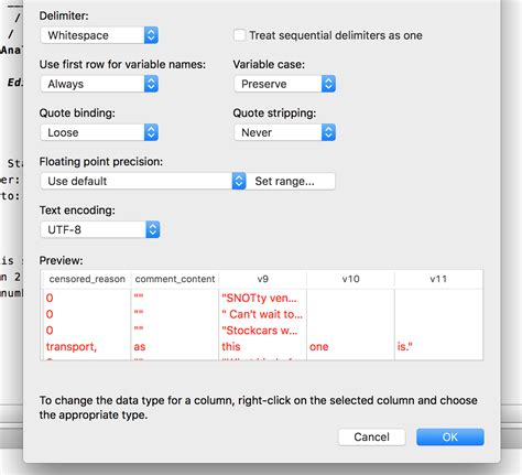 Importing CSV as Text Delimited