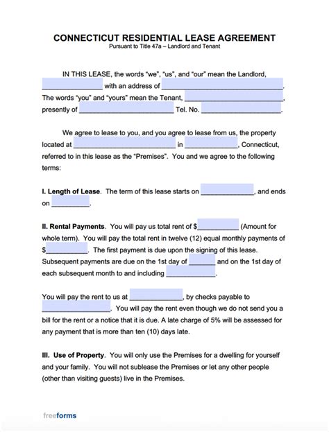 CT Rental Lease Agreement Template 1