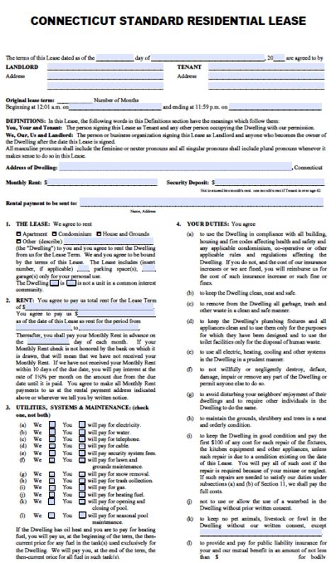 CT Rental Lease Agreement Template 2