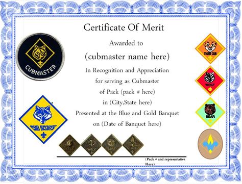 Cub Scout Leadership Award Certificate Template