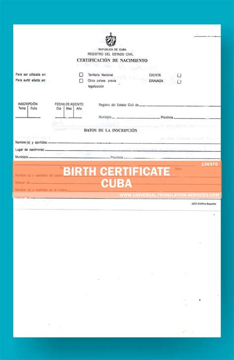 Cuban Birth Certificate Translation Sample