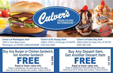 Culver's Coupons Free Printable Deals