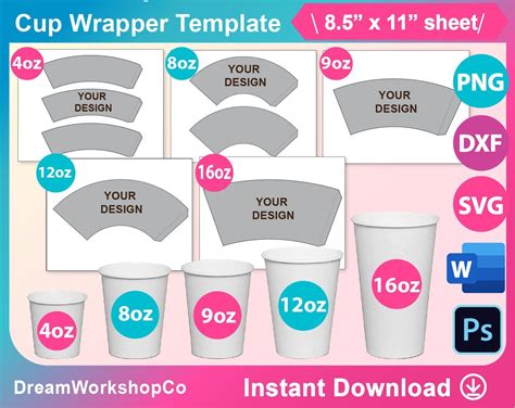 Cup Wrap Template Design