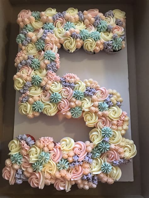 Number 5 Cupcake Cake Design Template