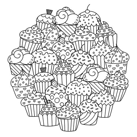 Cupcake coloring pages for adults