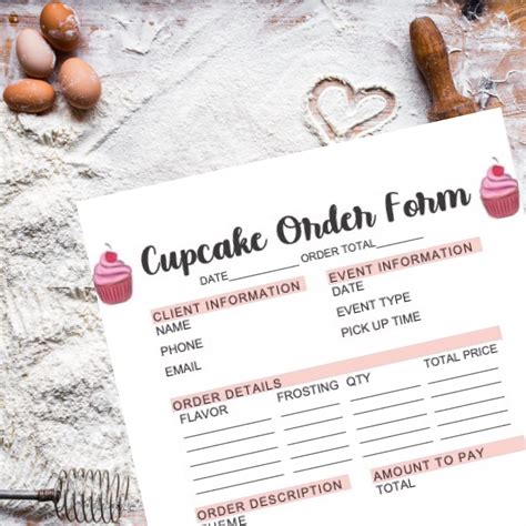 Cupcake Order Form Template Word