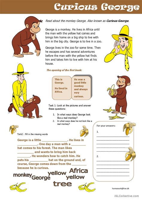 Curious George reading activities