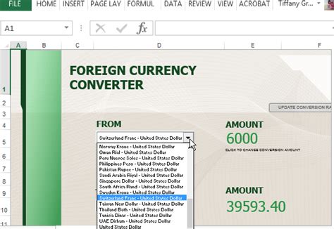 Currency Converter Price List Template