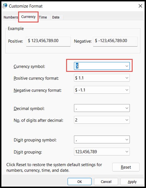 Currency Formatting Shortcuts