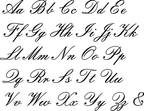 Cursive alphabet letters