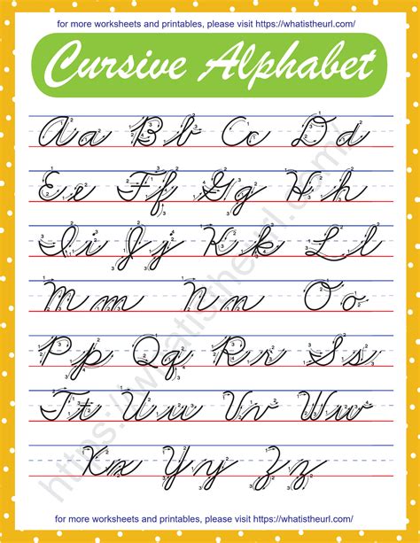 Cursive Alphabet Chart with Paragraphs