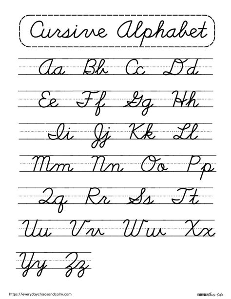 Cursive Alphabet Charts