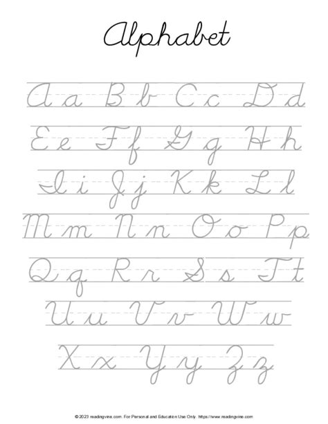 Cursive alphabet practice worksheets