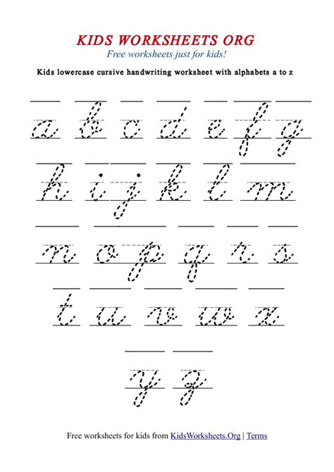 Cursive Alphabet Sheets for Kids