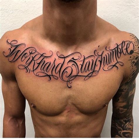 Cursive chest tattoo styles