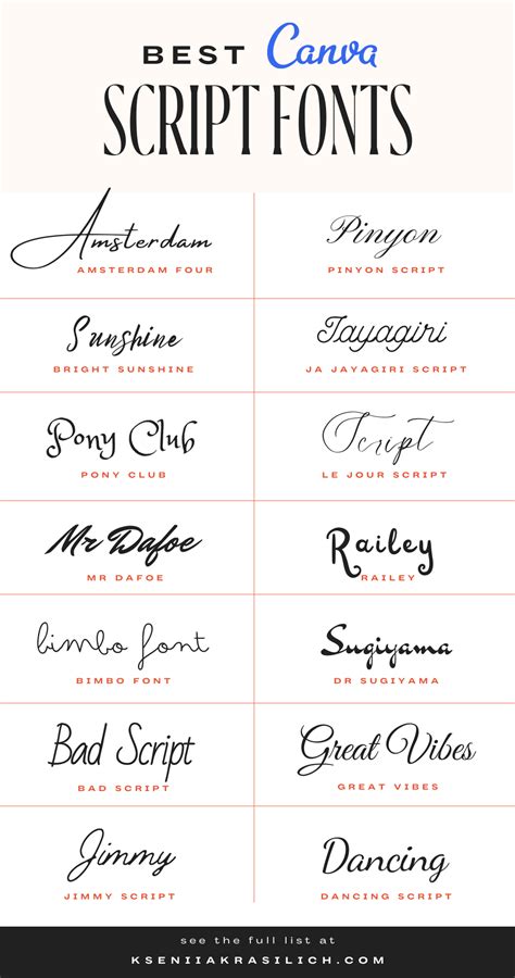 Cursive Font Style Combinations