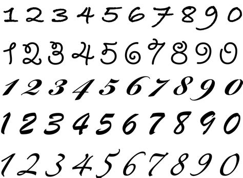 Cursive Handwriting Numbers