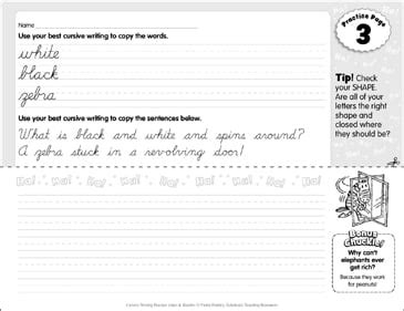 Cursive jokes and riddles worksheets for kids