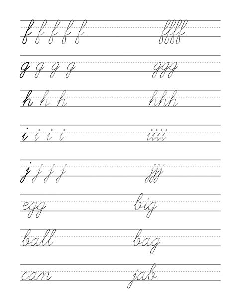 Free printable cursive letter templates