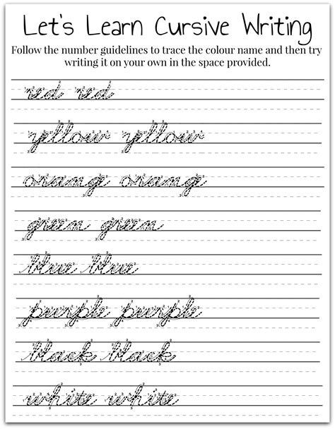 Cursive practice sheets for kids