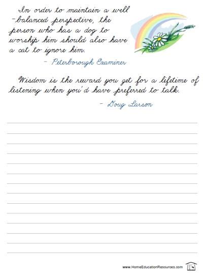 Cursive quotes worksheets for practice