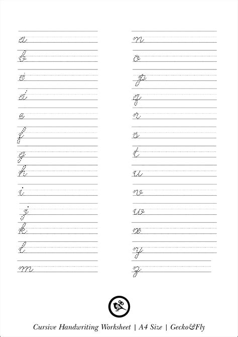 Cursive Refining Letterforms Practice Sheets