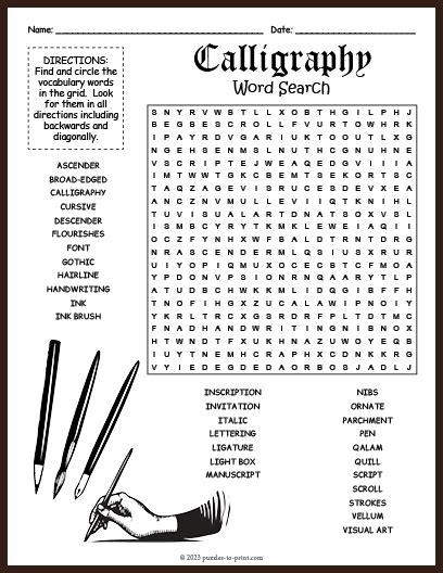 Cursive Word Search Worksheet