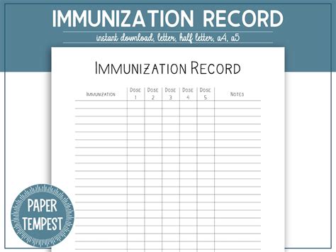 Custody Binder Immunization Records