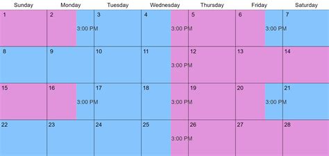 Custody Schedule Example