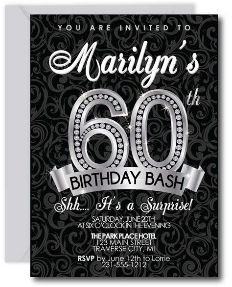 Customizable 60th Birthday Invitation Template