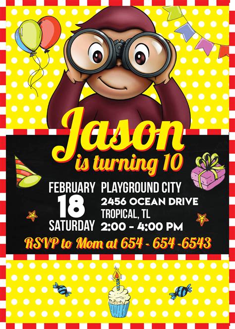 Custom Curious George Invitation Template