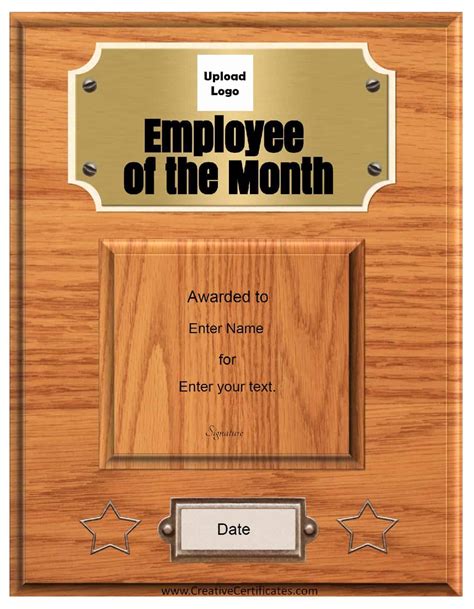 Custom Employee of the Month Certificate Templates Gallery