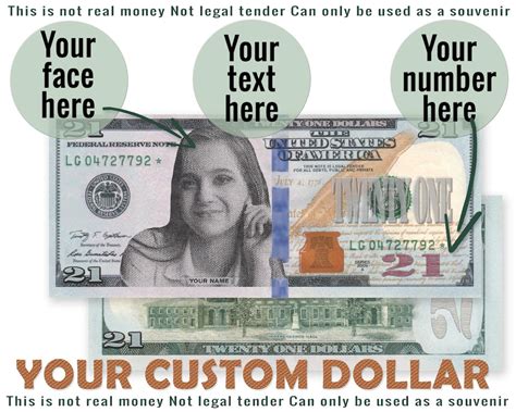 Custom fake dollar bills with personal messages