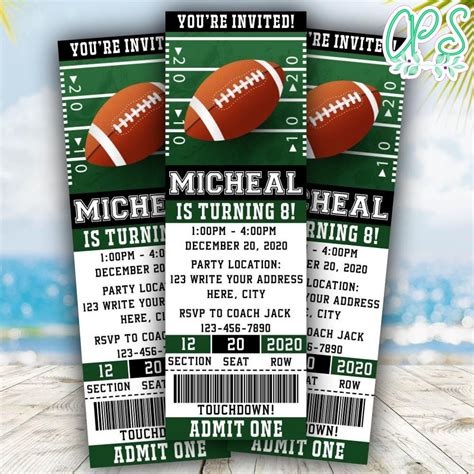 Custom Football Ticket Designs