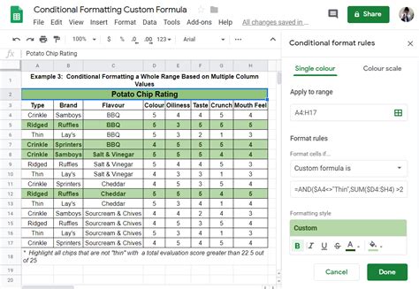 Custom Formulas for Conditional Formatting in Google Sheets