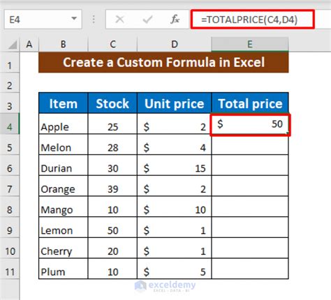 Custom Formulas