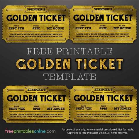 Image of Custom Golden Ticket Template