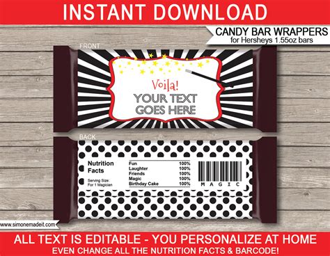 Custom Hershey Bar Wrapper Template