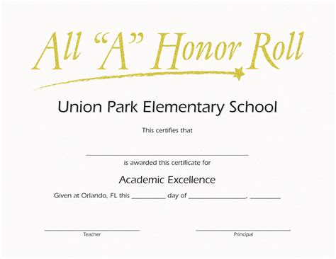 Custom Honor Roll Certificates