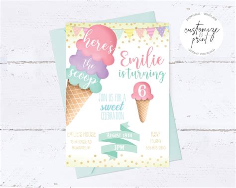 Custom Ice Cream Invitations