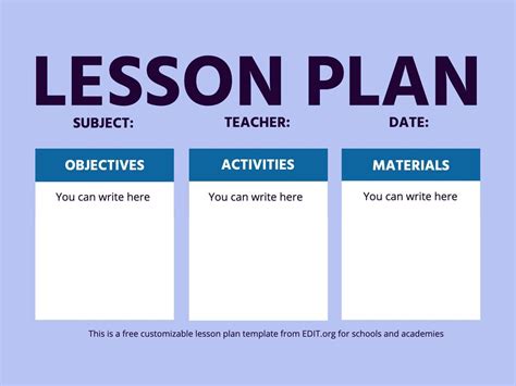 Custom Lesson Plan Template