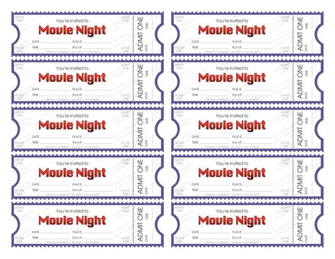 Custom movie ticket printables