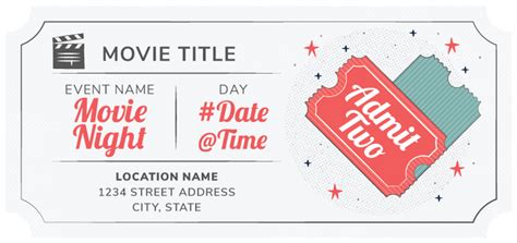 Custom Free Printable Movie Tickets Clipart Templates