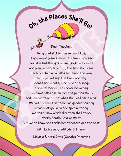 Custom Oh, the Places You'll Go! Letter Template