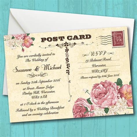 Custom Postcard Wedding Invitation