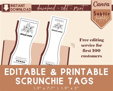 Custom Scrunchie Tag Template