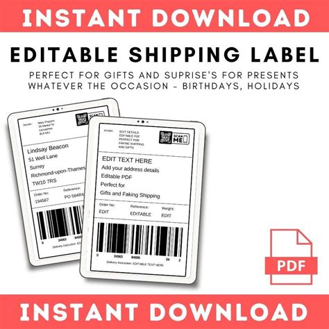 Custom shipping label template