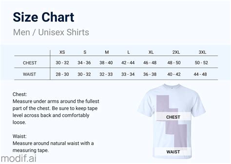 Custom Size Chart Template Example